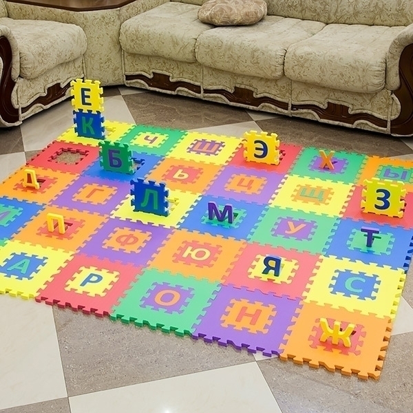 Коврик-пазл 12" Funkids Алфавит-1 с русским алфавитом — как выглядит в жизни