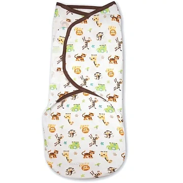 55866 Конверт для пеленания из хлопка на липучке Summer Infant SwaddleMe размер L Джунгли