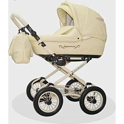 Детская коляска Esperanza Classic Leatherette 2 в 1 кожа Цвет рамы - Бежевый Маленькие колеса Детская коляска Esperanza Classic Leatherette 2 в 1 кожа Цвет рамы - Бежевый Маленькие колеса