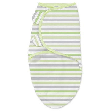 76980 Конверт для пеленания из хлопка на липучке Summer Infant SwaddleMe размер s/m Серо-зеленые полоски