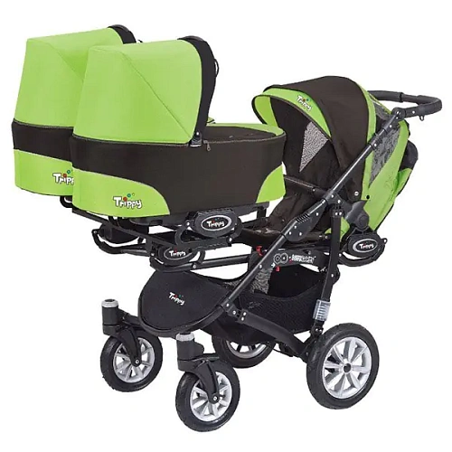 Детская коляска для тройни BabyActive Trippy 2 в 1 black