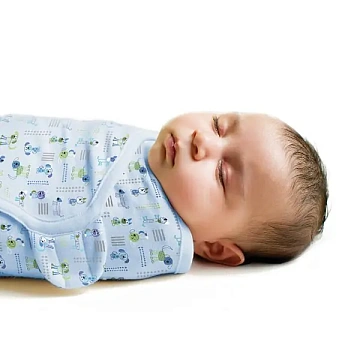76410 Конверт для пеленания из хлопка на липучке Summer Infant SwaddleMe размер s/m голубой с щеночками