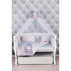 Комплект Premium в кроватку AmaroBaby Little Crystal, 19 предметов (7+12 бортиков), поплин