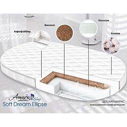 Детский двусторонний матрас AmaroBaby Soft Dream Ellipse, 125 х 75 x 10 см Детский двусторонний матрас AmaroBaby Soft Dream Ellipse, 125 х 75 x 10 см
