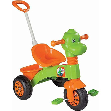 Детский 3-х колёсный велосипед Pilsan Dino Bike 2+ с ручкой и музыкой